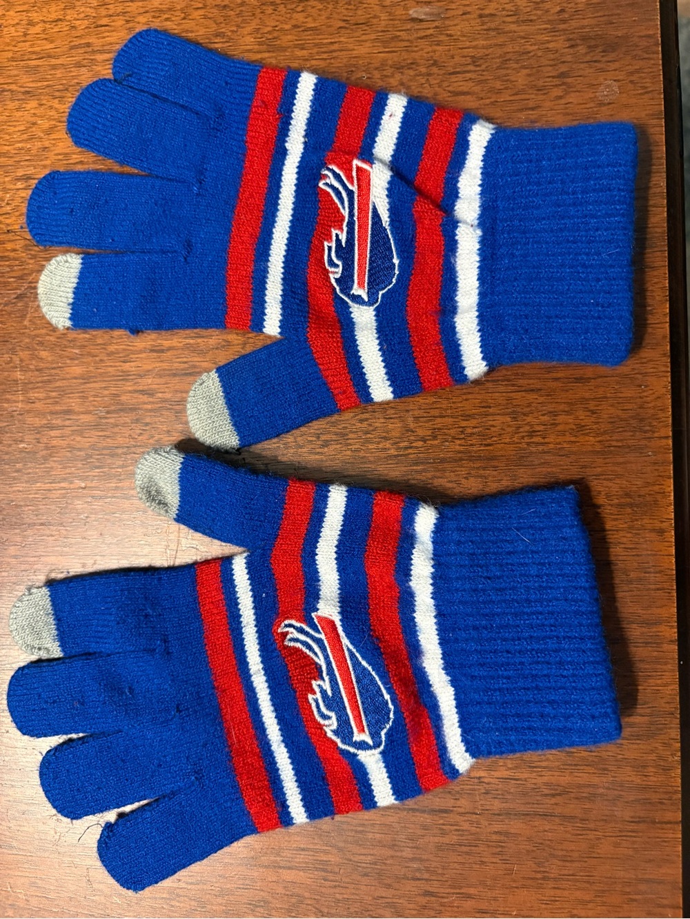 Buffalo Bills Striped Knit Touchscreen Gloves - Royal Blue & Red